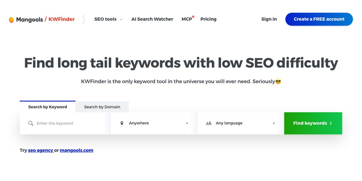 KWFinder (Mangools)の公式サイト